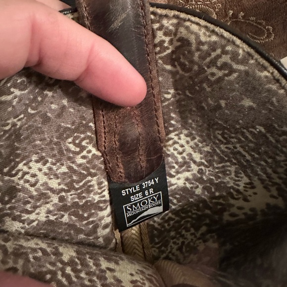 Smoky ladies sz 6 Cowboy Boots brown leather with white embroidery - Picture 12 of 12